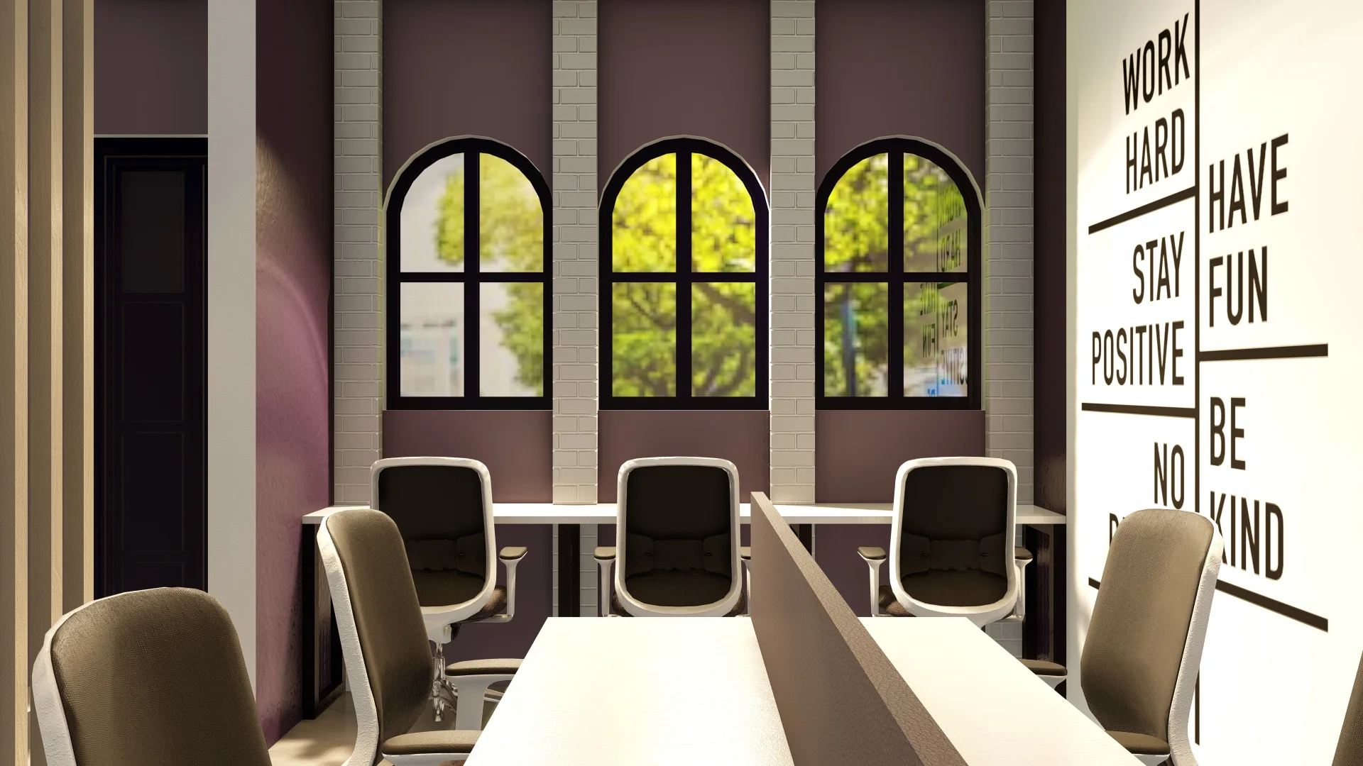 Office Interior Design, Sri Lanka, Colombo, Home to office conversion, Purple and white theme, working area 2